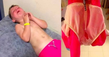 Nets on Bathing Suits can damage kids, so parents are warned to cut them out.