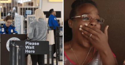 Couple returns gift to strangers who were forced to leave it at the airport.