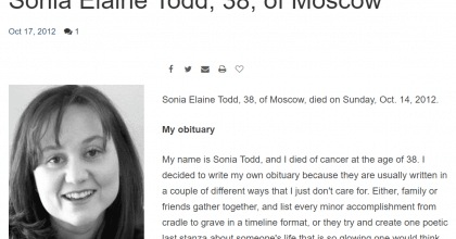 A young woman who was diagnosed with cancer decided to write her obituary before passing away.