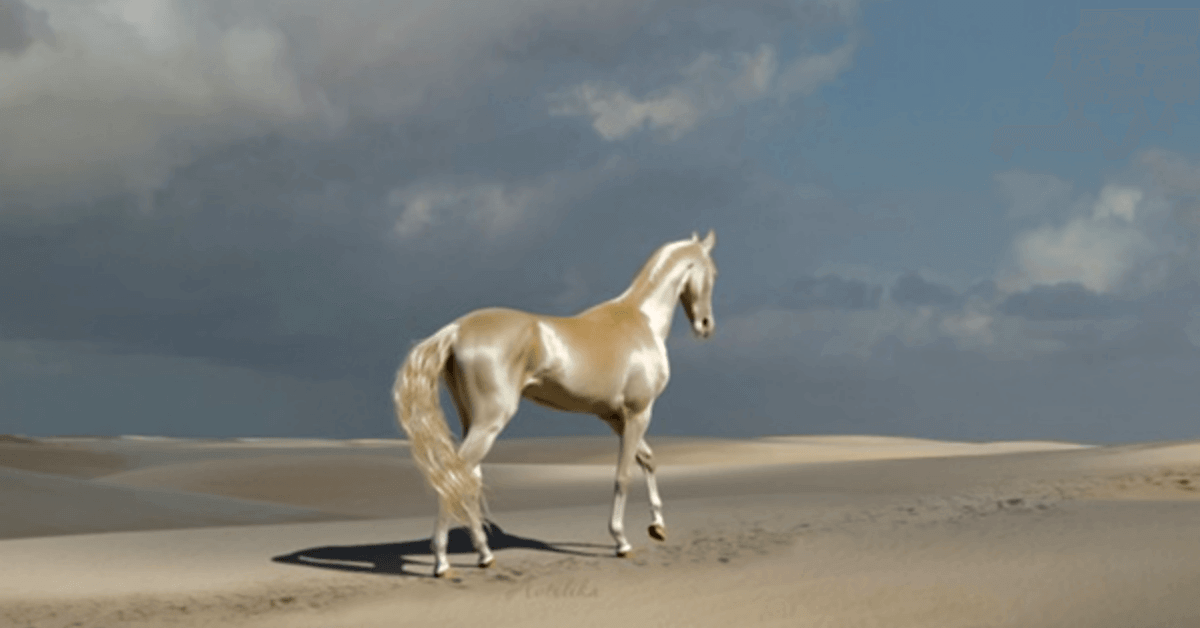 The most beautiful horse in the world looks like he is made out of gold