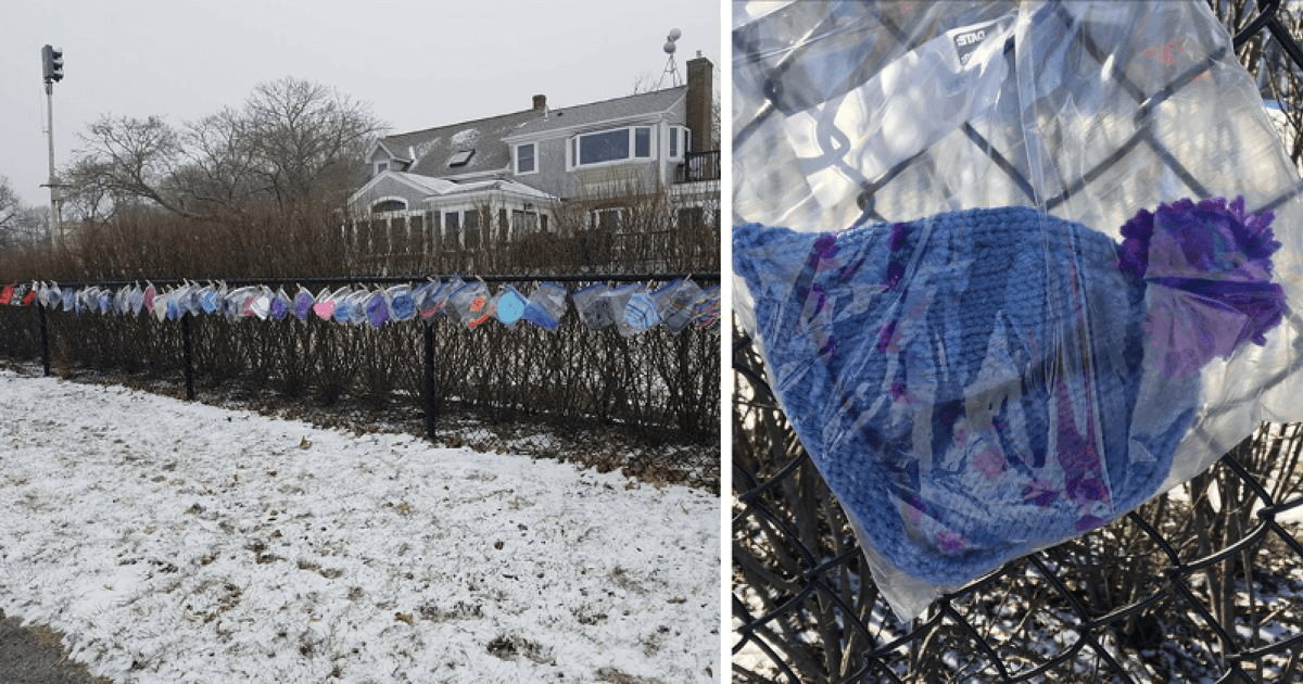 Old woman knits hats and then gives them away for those in need.