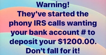 Scammers calling people calming they are the IRS