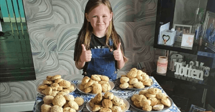 8-year-old girl bakes scones for elderly people