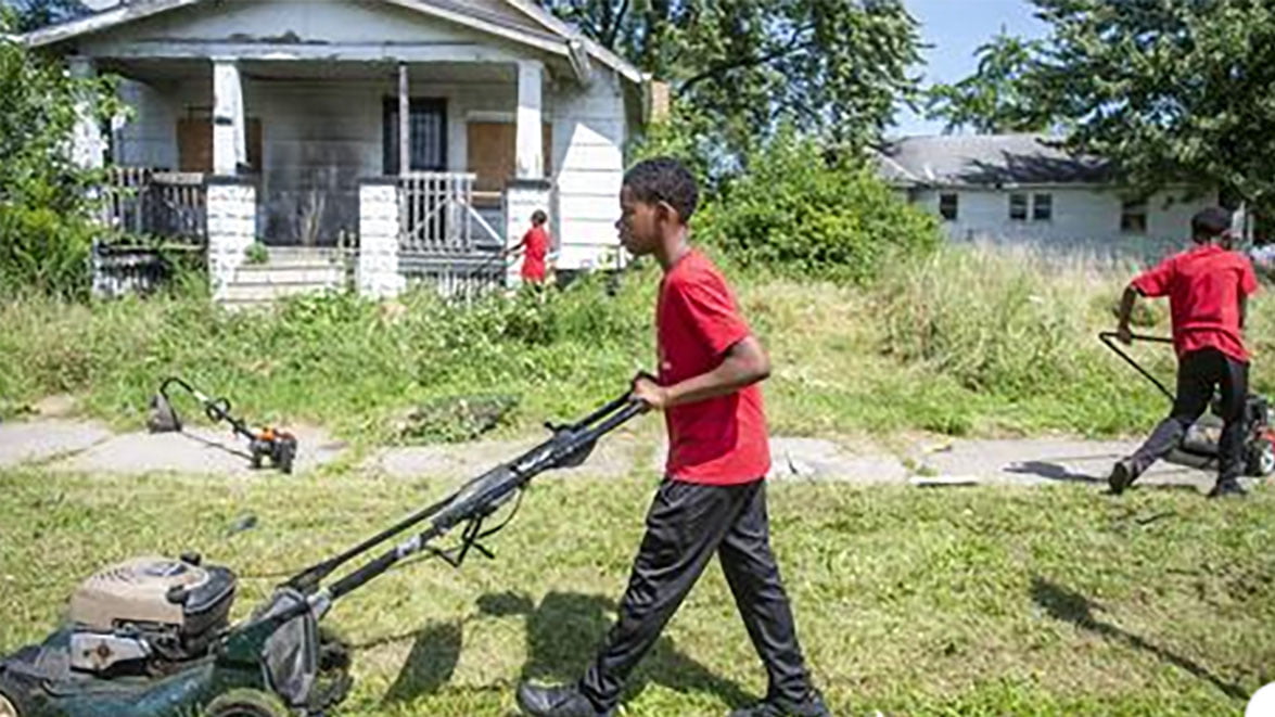 Kid brothers set up a lawn care business during the summer and it’s a huge success