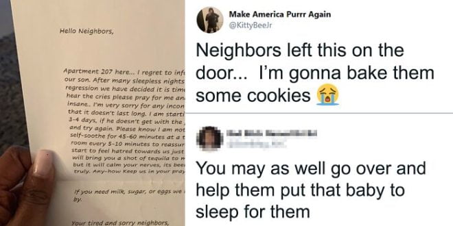 Woman Shares A Letter She Got From Her Neighbors With A Baby And It Goes Viral