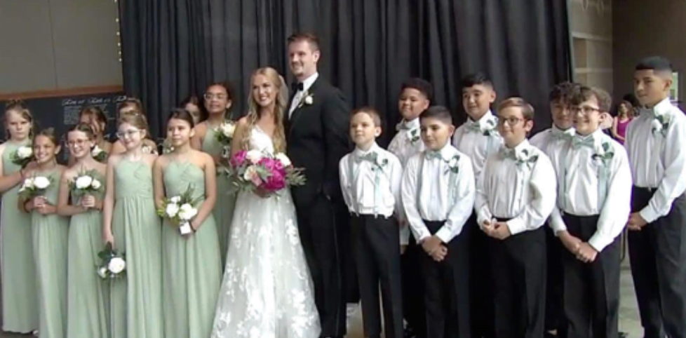 A teacher has asked her 5th grade students to be bridesmaids and groomsmen at her wedding.