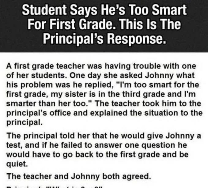 “Student Claims First Grade Isn’t Challenging Enough Due To His Intelligence – Principal’s Reaction”