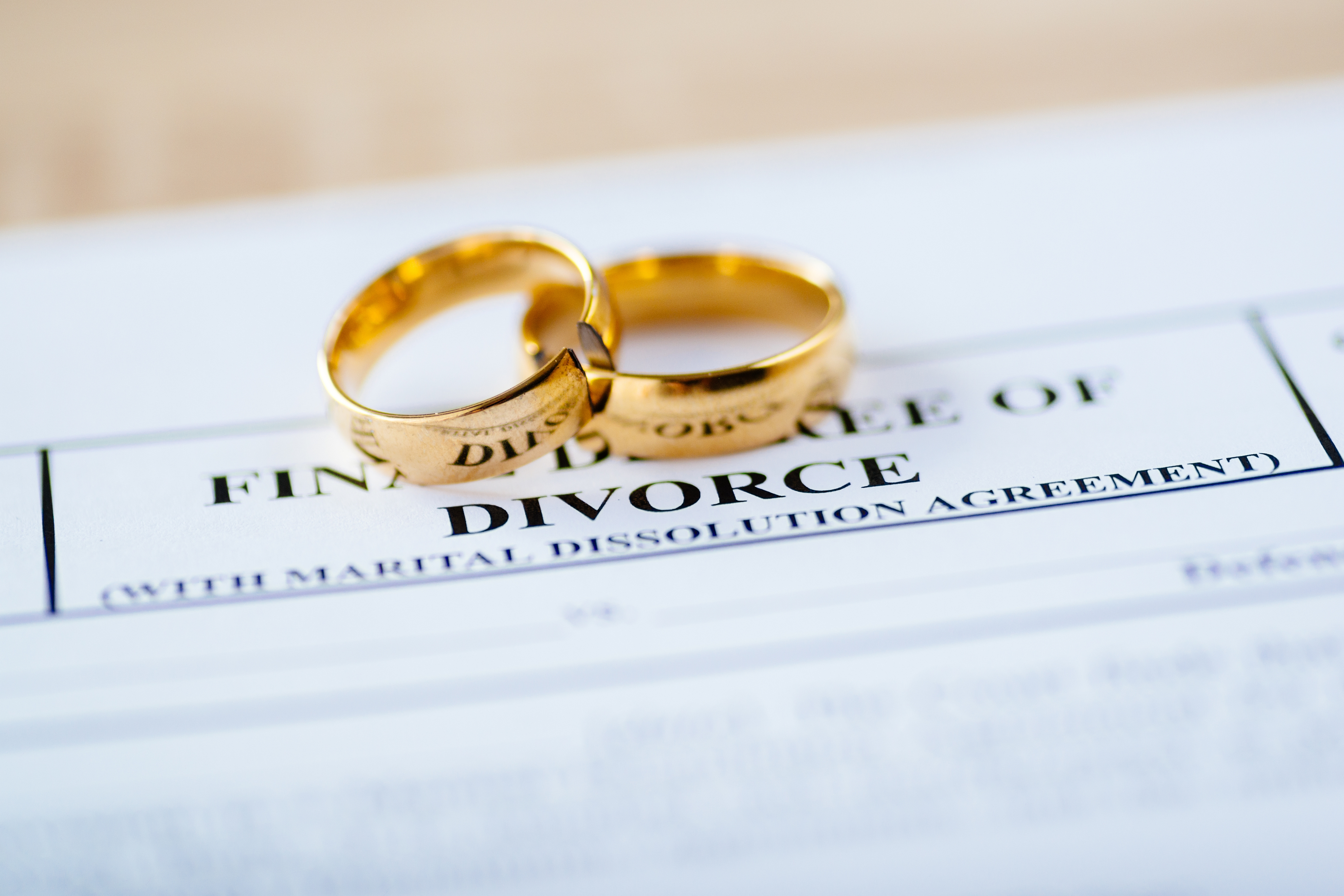 Divorce papers and two rings | Source: Shutterstock