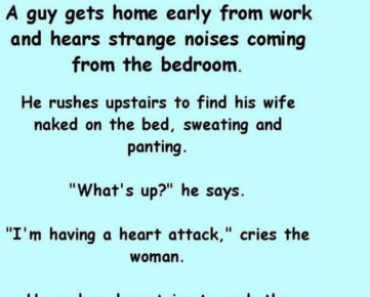 Man comes home early and panics when he hears his wife moaning from the bedroom