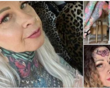 Grandmother with entire body covered in tattoos reveals what she looked like decade ago