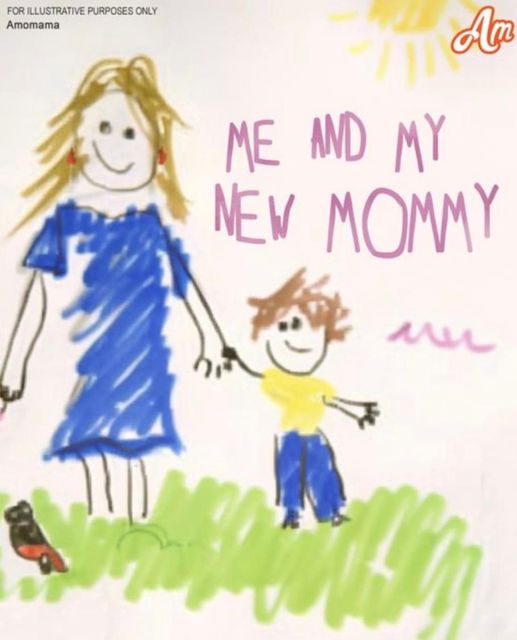 When I got back from my business trip, I saw my son’s drawing of his “new mommy” – The Woman in the Picture Was Known from the Cafe