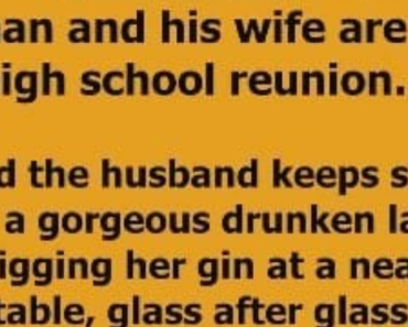 A man is at a high school reunion with his wife