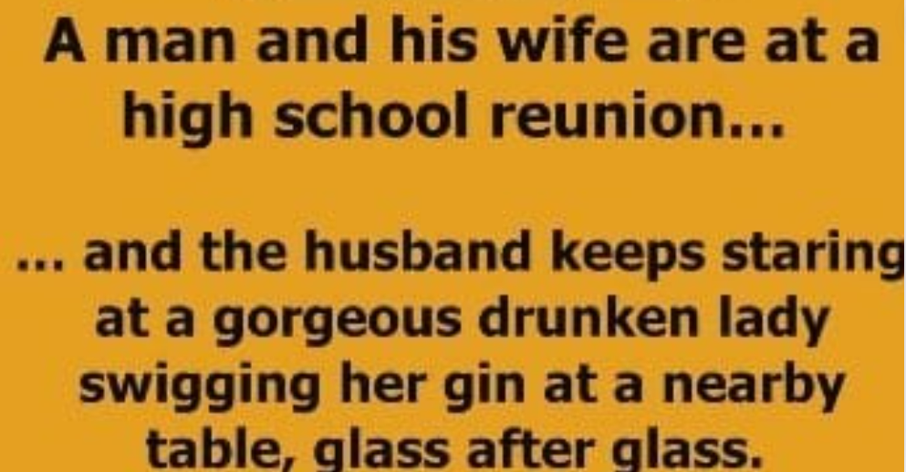 A man is at a high school reunion with his wife