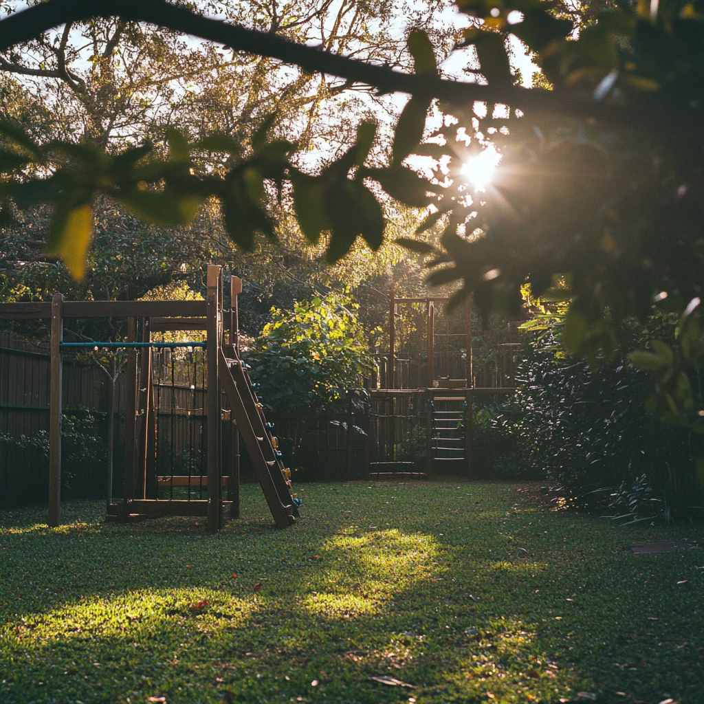 A fancy jungle gym in a backyard | Source: Midjourney