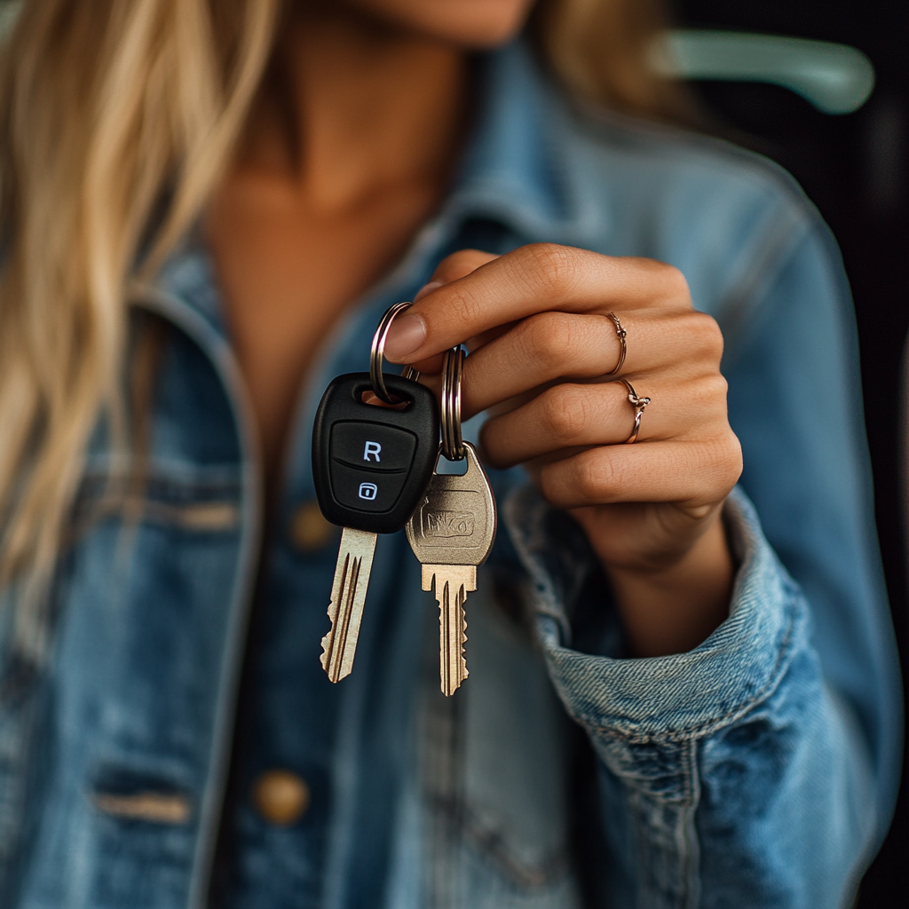 A woman holding a set of car keys | Source: Midjourney