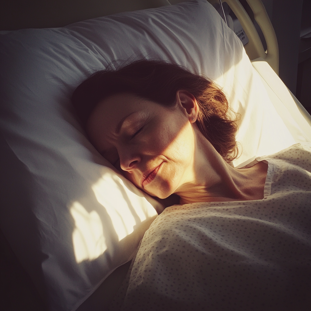 A woman sleeping in a hospital bed | Source: Midjourney