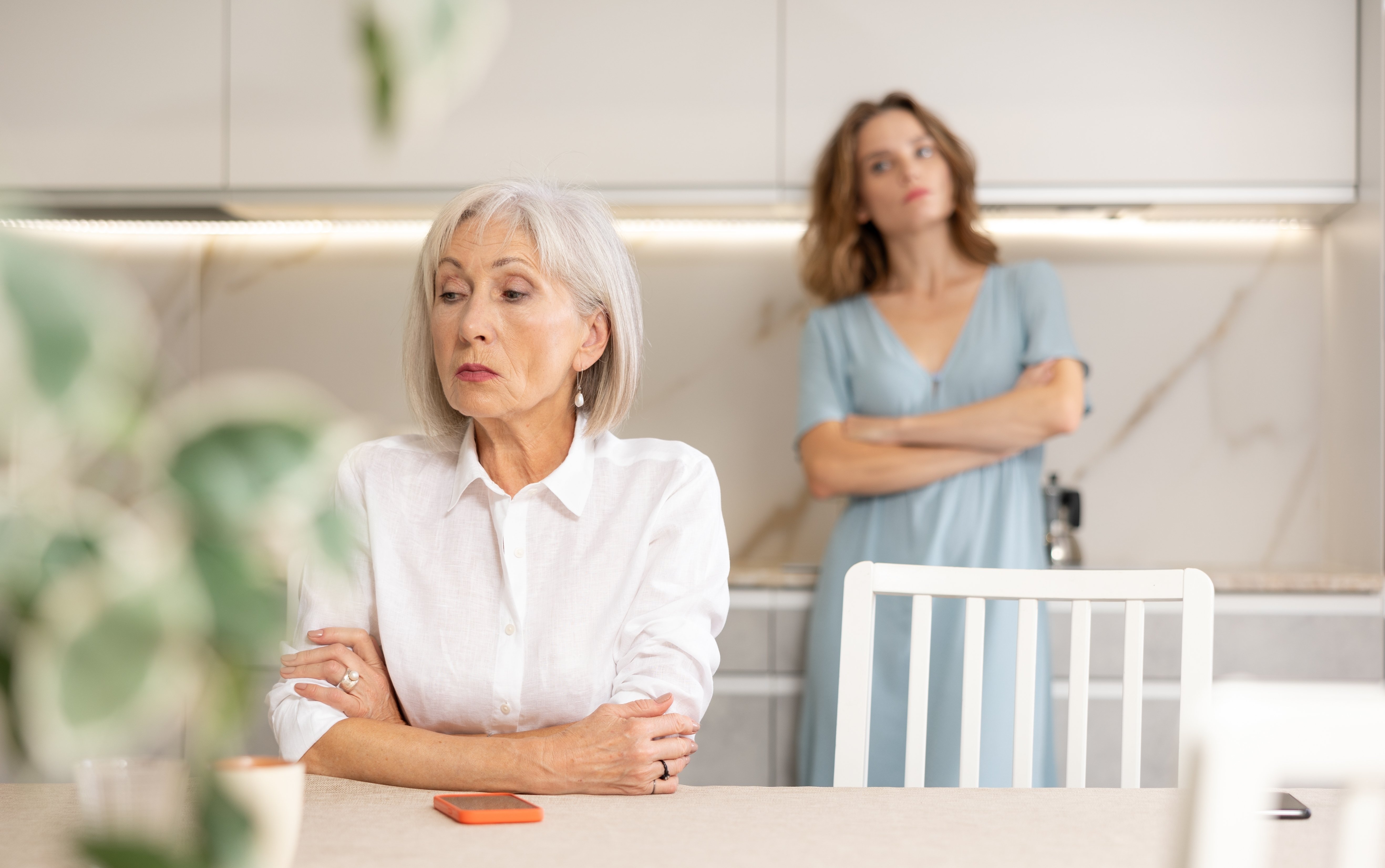 A senior woman having a disagreement with her daughter-in-law in the kitchen | Source: Shutterstock