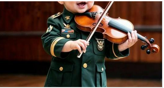 2 years old boy plays violin