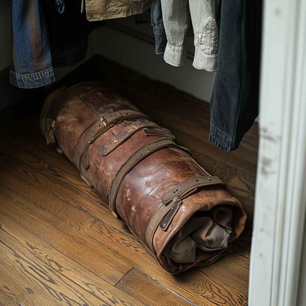 A leather bundle in a closet | Source: Midjourney