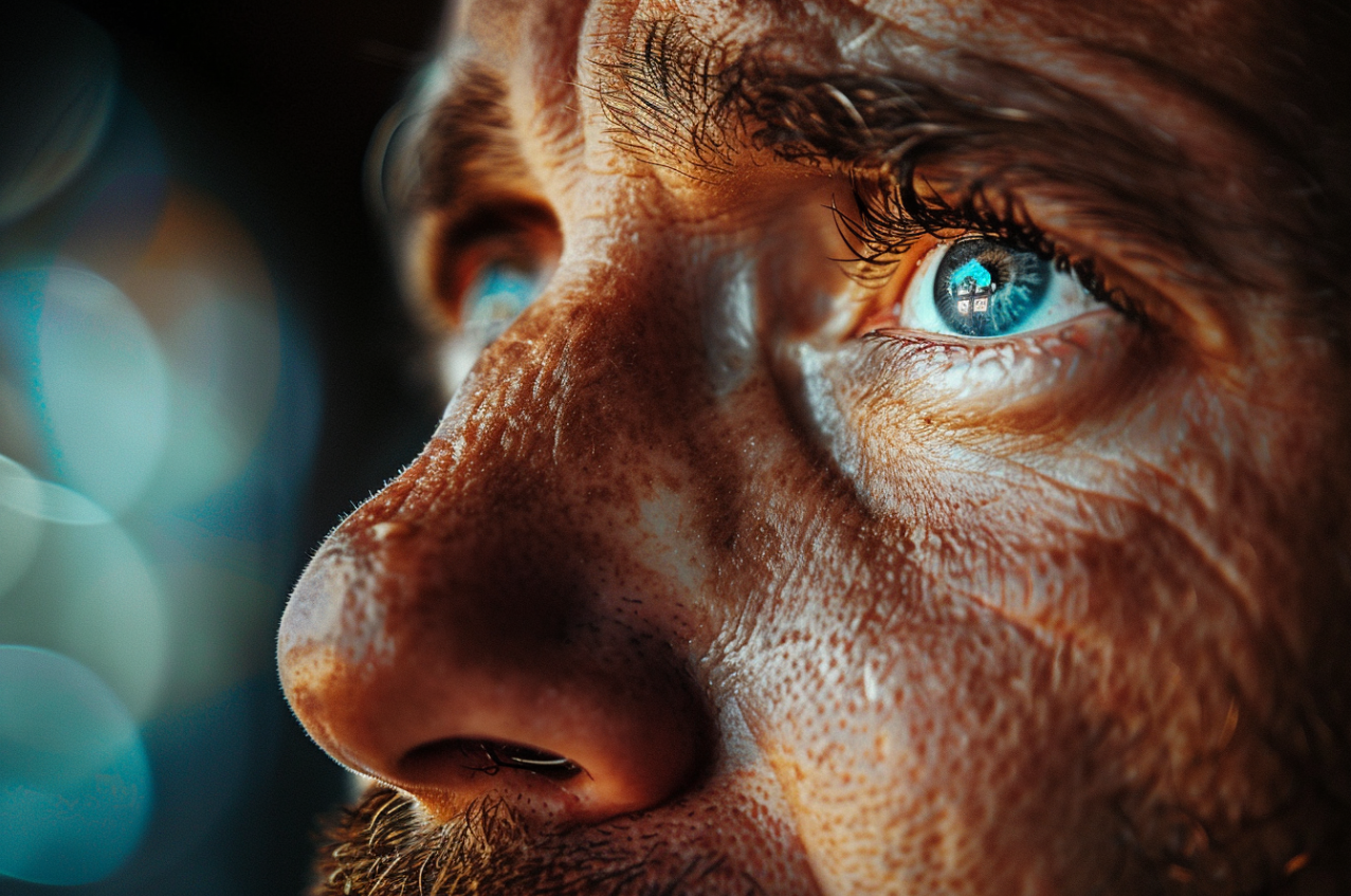 A close-up shot of a man's face | Source: Midjourney