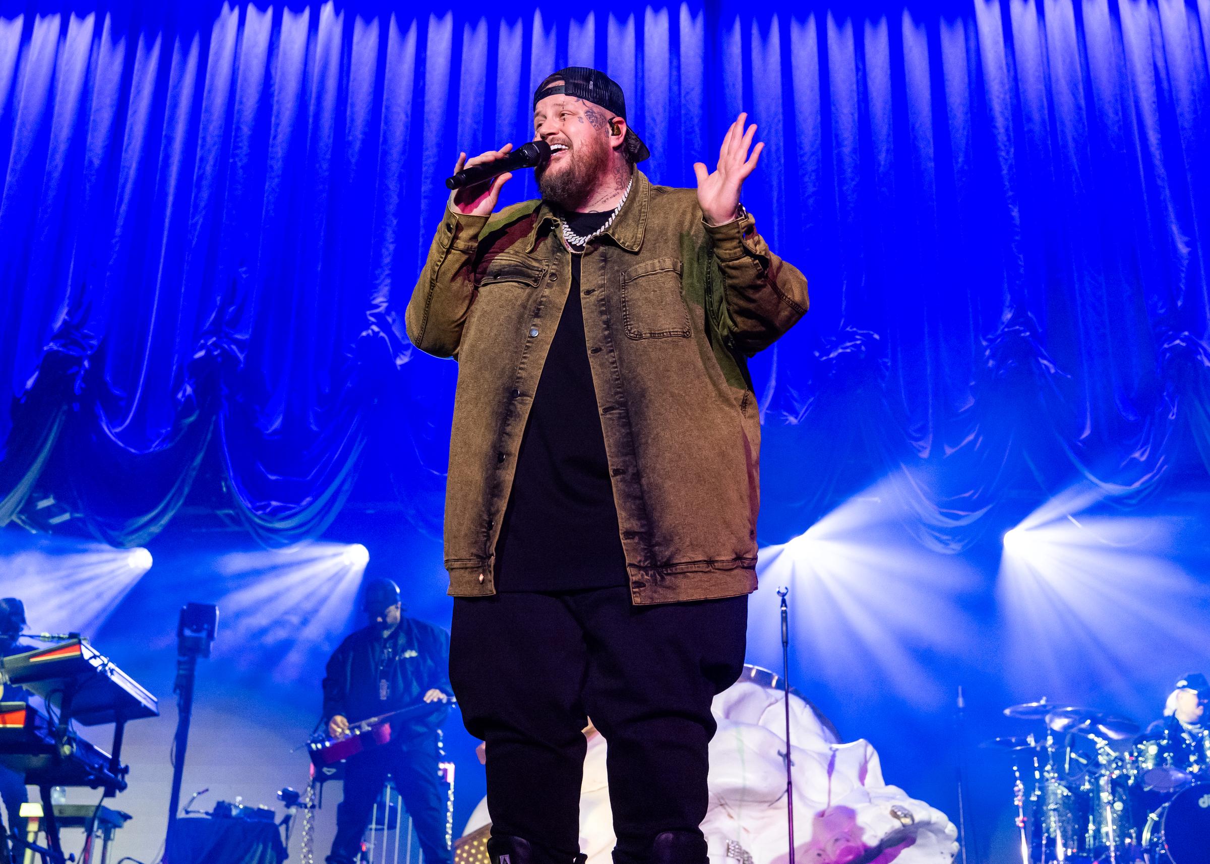 Jelly Roll performing during the "Beautifully Broken Tour" in Detroit, Michigan on November 6, 2024 | Source: Getty Images