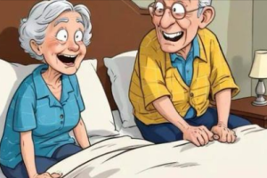 An elderly couple had just crawled into bed when the old man let