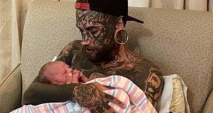 Dad whose body is completely covered in tattoos undergoes transformation for the sake of his daughter