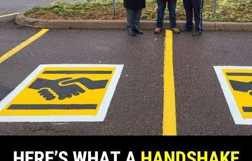 Here’s what a handshake symbol on a parking space means