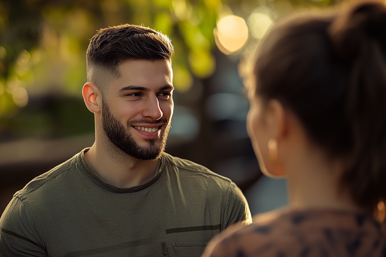 A man talking to his girlfriend | Source: Midjourney