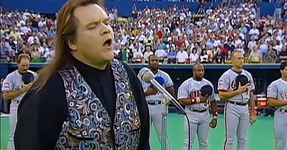 Meat Loaf performs National Anthem