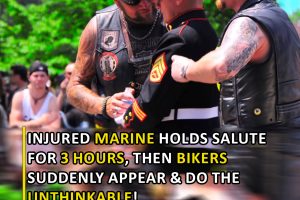 (VIDEO)Injured Marine Holds Salute For 3 Hours, Then Bikers Suddenly Appear & Do The Unthinkable!