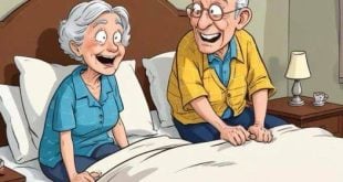 An elderly couple had just crawled into bed when the old man let