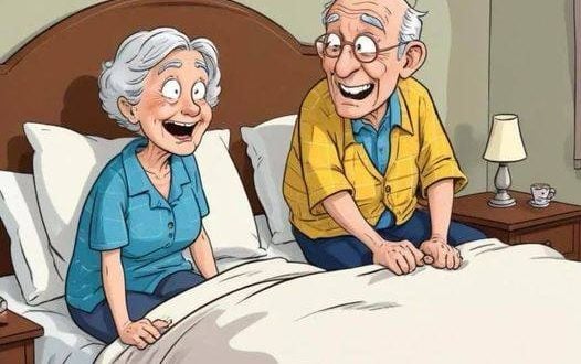 An elderly couple had just crawled into bed when the old man let