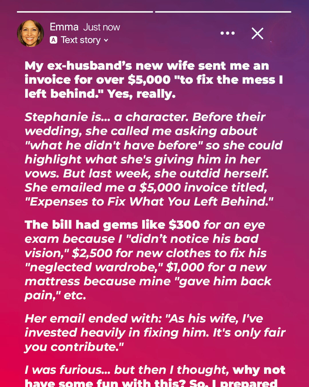 My Ex-husband’s New Wife Sent Me a Bill for ‘Expenses Caused by Me’