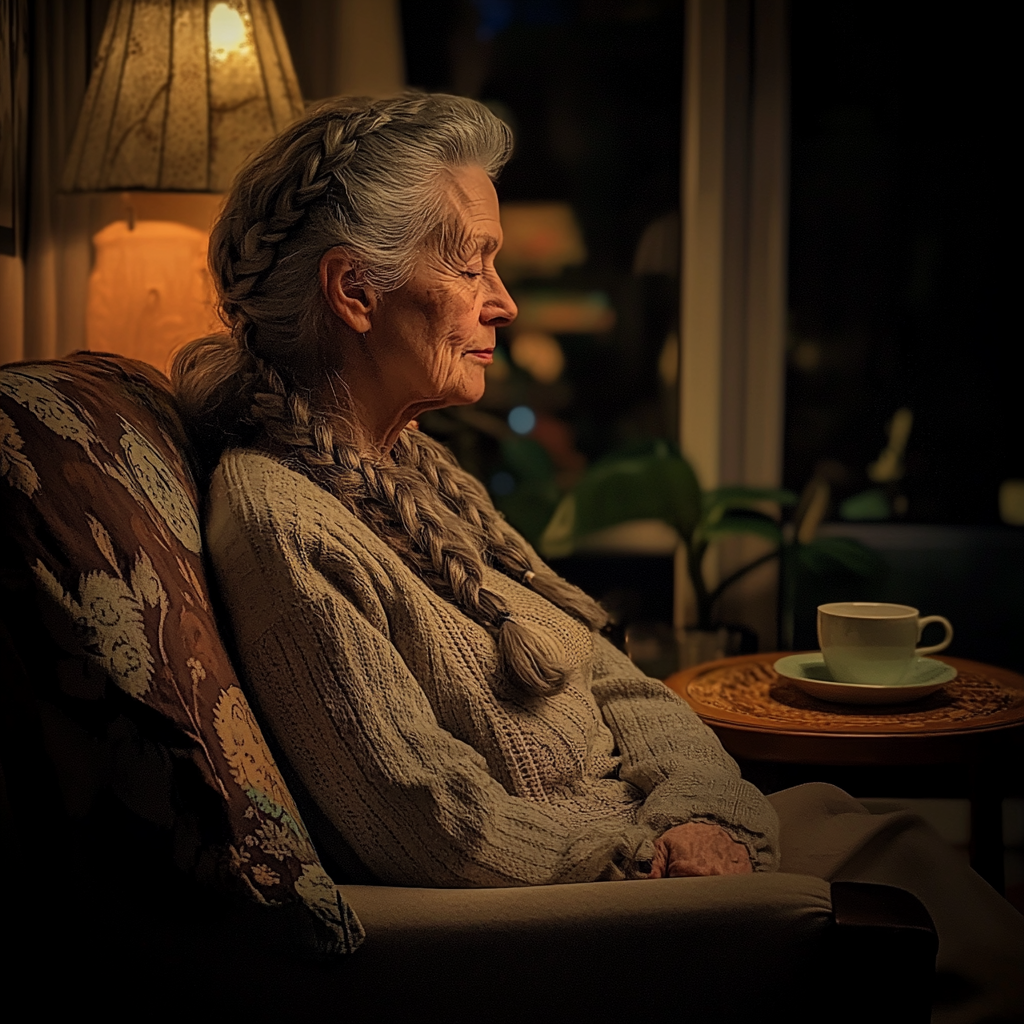 A woman sitting on an armchair | Source: Midjourney