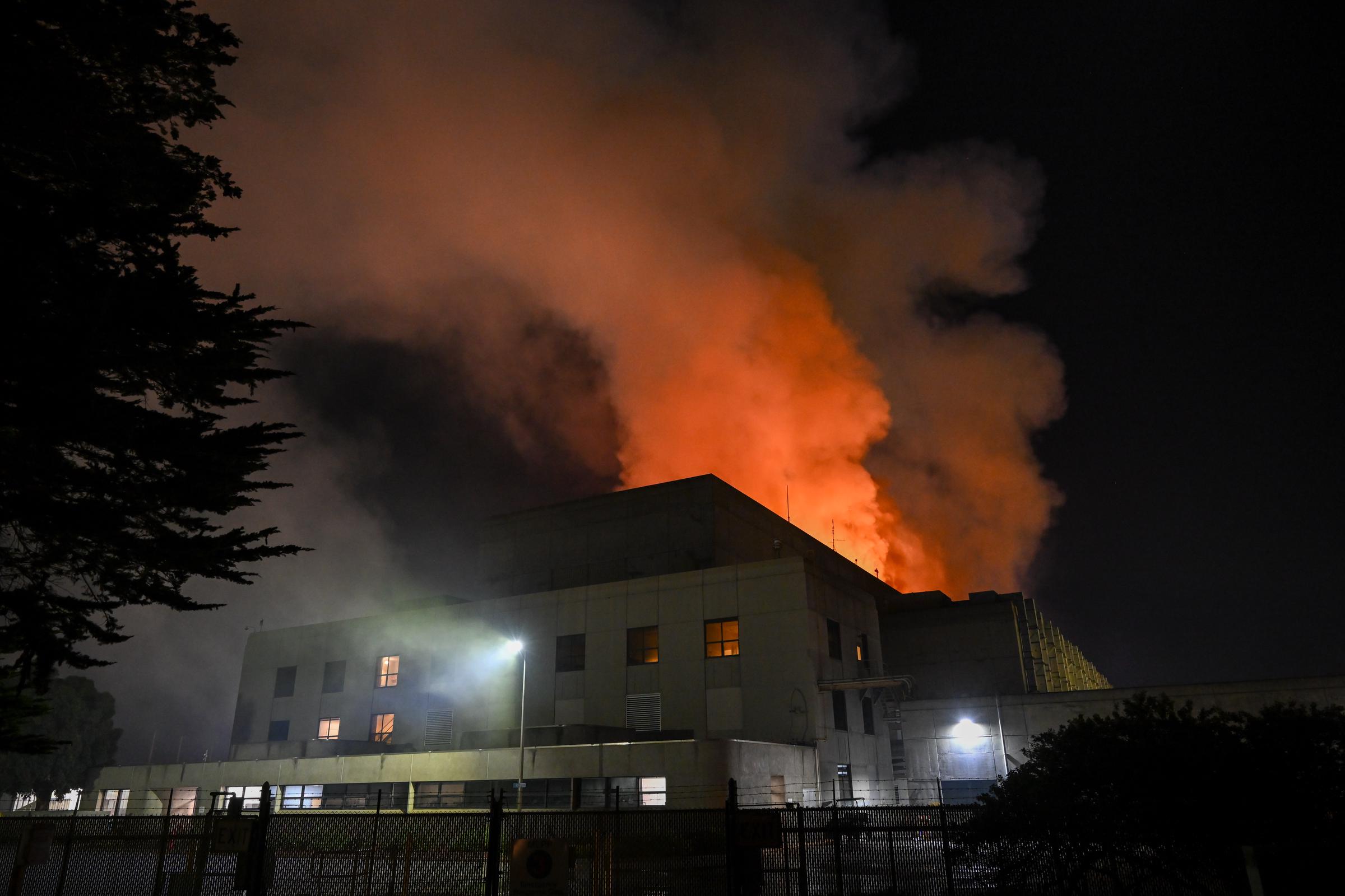 Moss Landing Power Plant photographed on fire on January 16, 2025. | Source: Getty Images