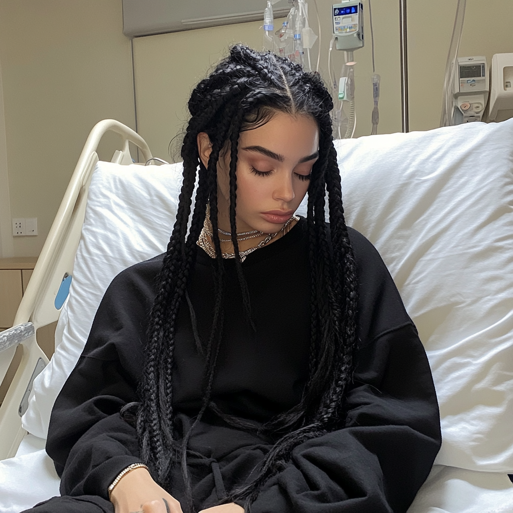 A woman sitting in a hospital bed | Source: Midjourney