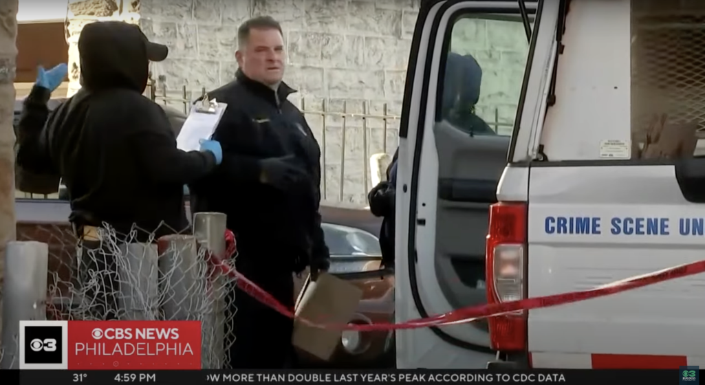 Law enforcement officers are seen at the crime scene in a video shared on January 15, 2025 | Source: YouTube/cbsphilly