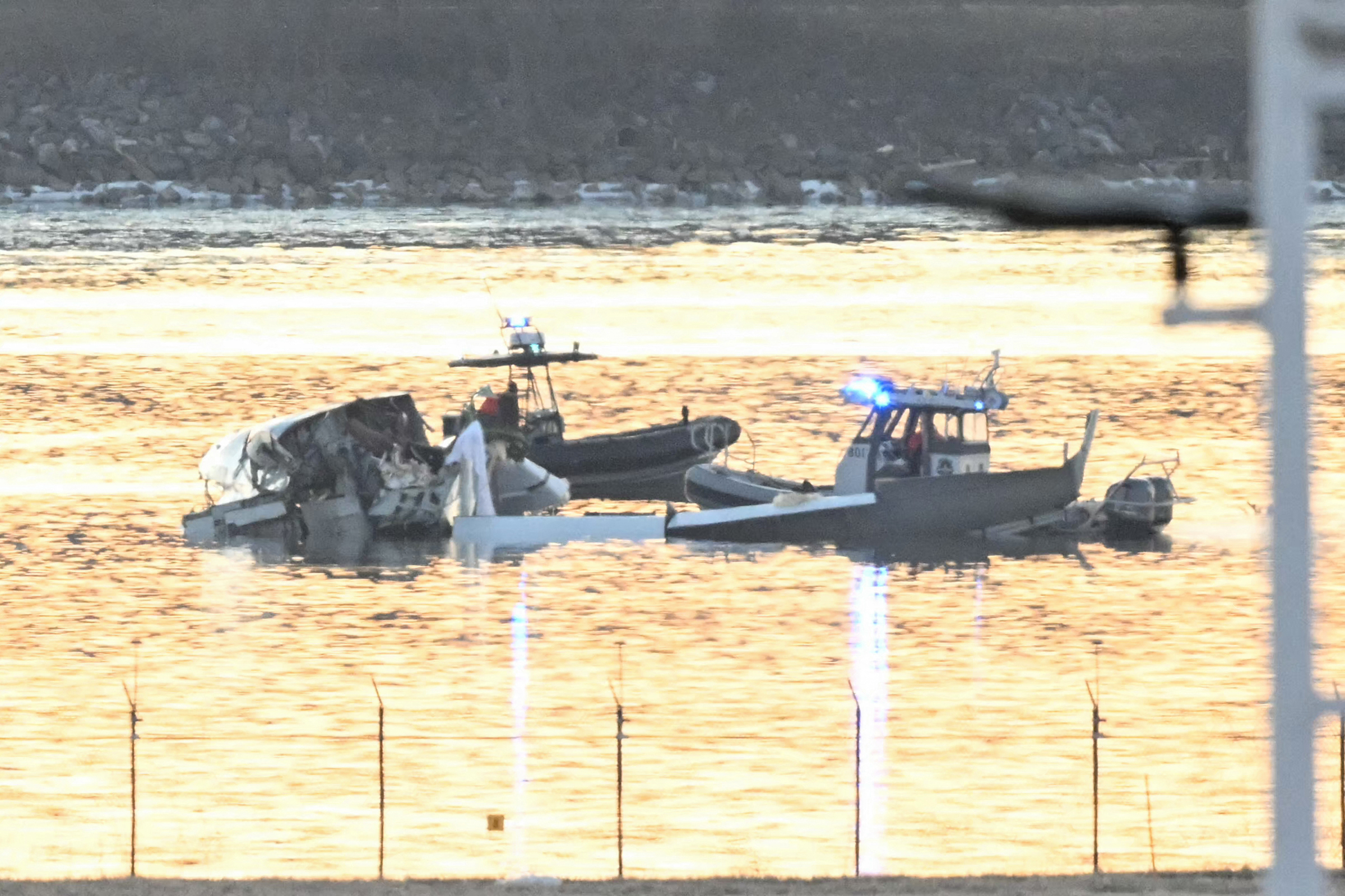 Part of the wreckage pictured as rescue boats search the waters on January 30, 2025, in Washington, D.C. | Source: Getty Images