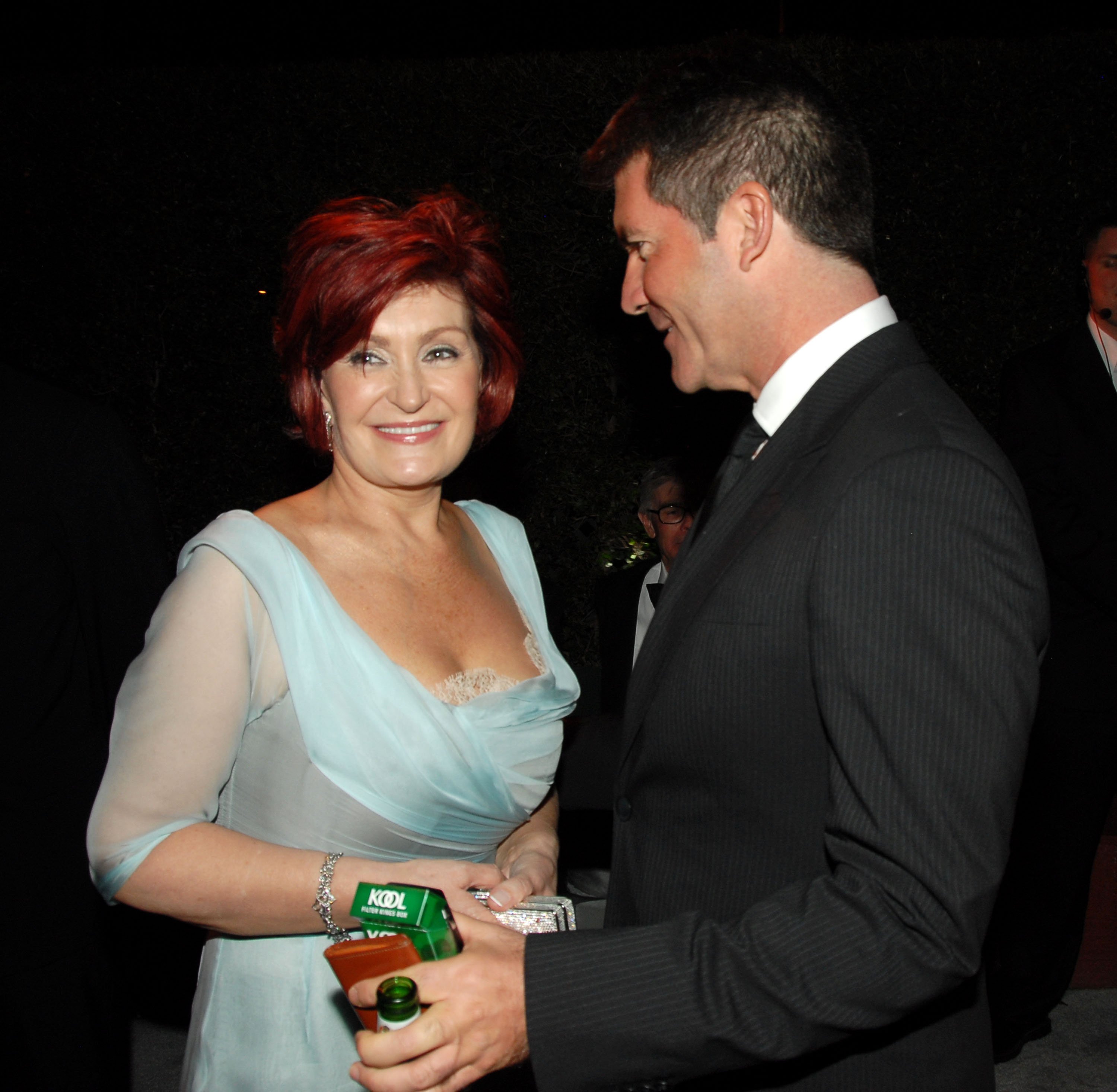 Sharon Osbourne and Simon Cowell during 15th Annual Elton John AIDS Foundation Oscar Party | Source: Getty Images