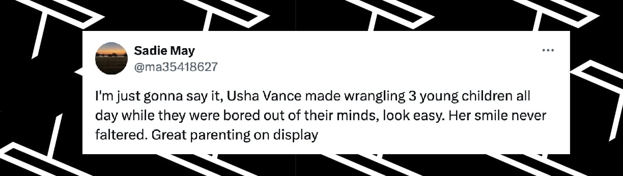 A user commends on Usha Vance's parenting, dated January 21, 2025 | Source: X/ma35418627