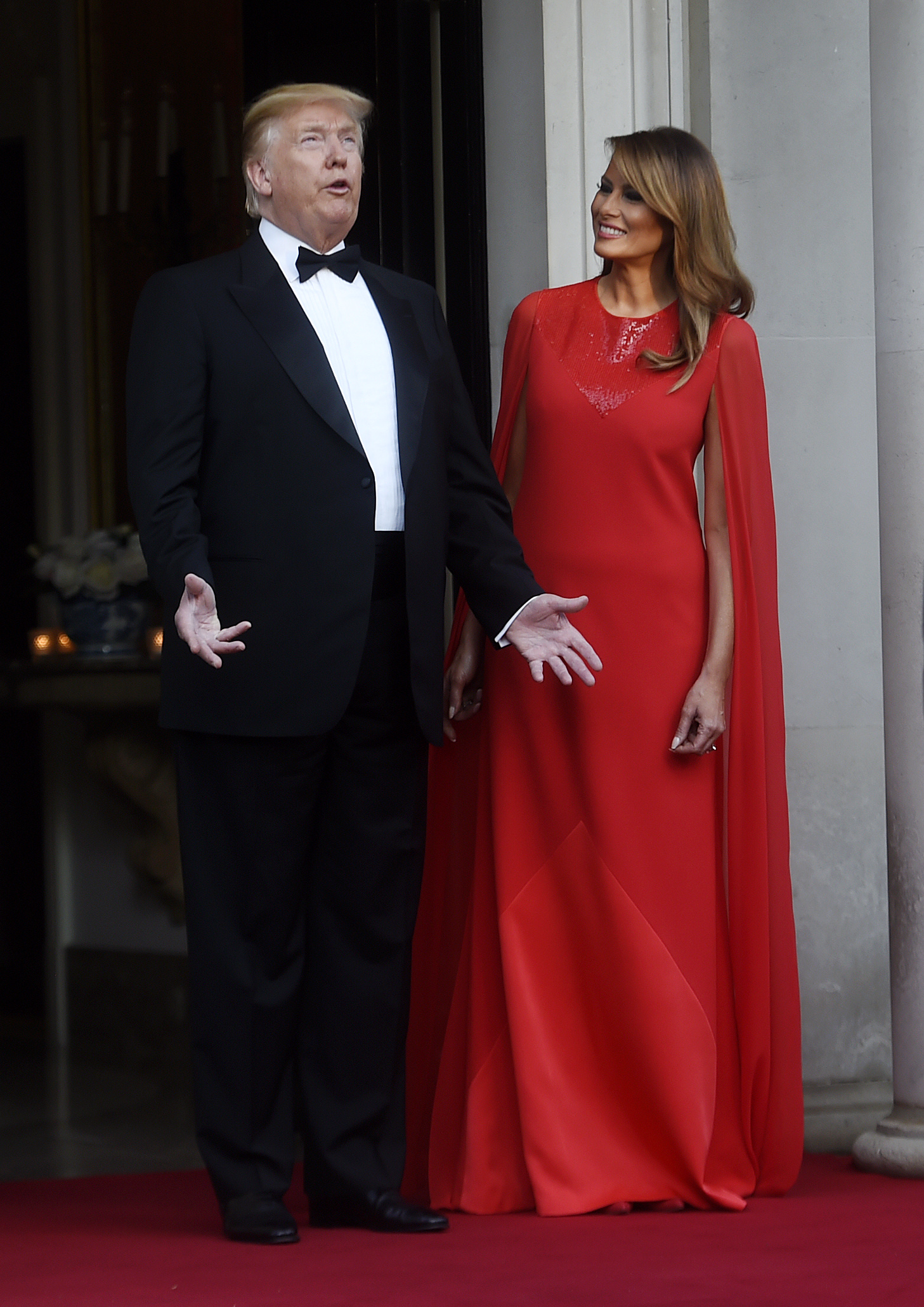 Donald and Melania Trump ahead of a dinner at Winfield House for Prince Charles, Prince of Wales and Camilla, Duchess of Cornwall, during their state visit on June 4, 2019, in London, England. | Source: Getty Images