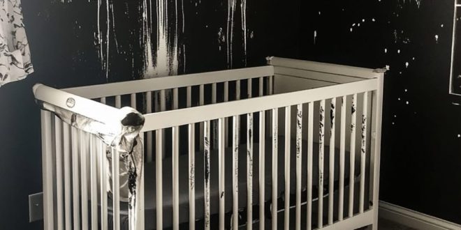 I came home after giving birth to discover my baby’s room completely destroyed and painted black