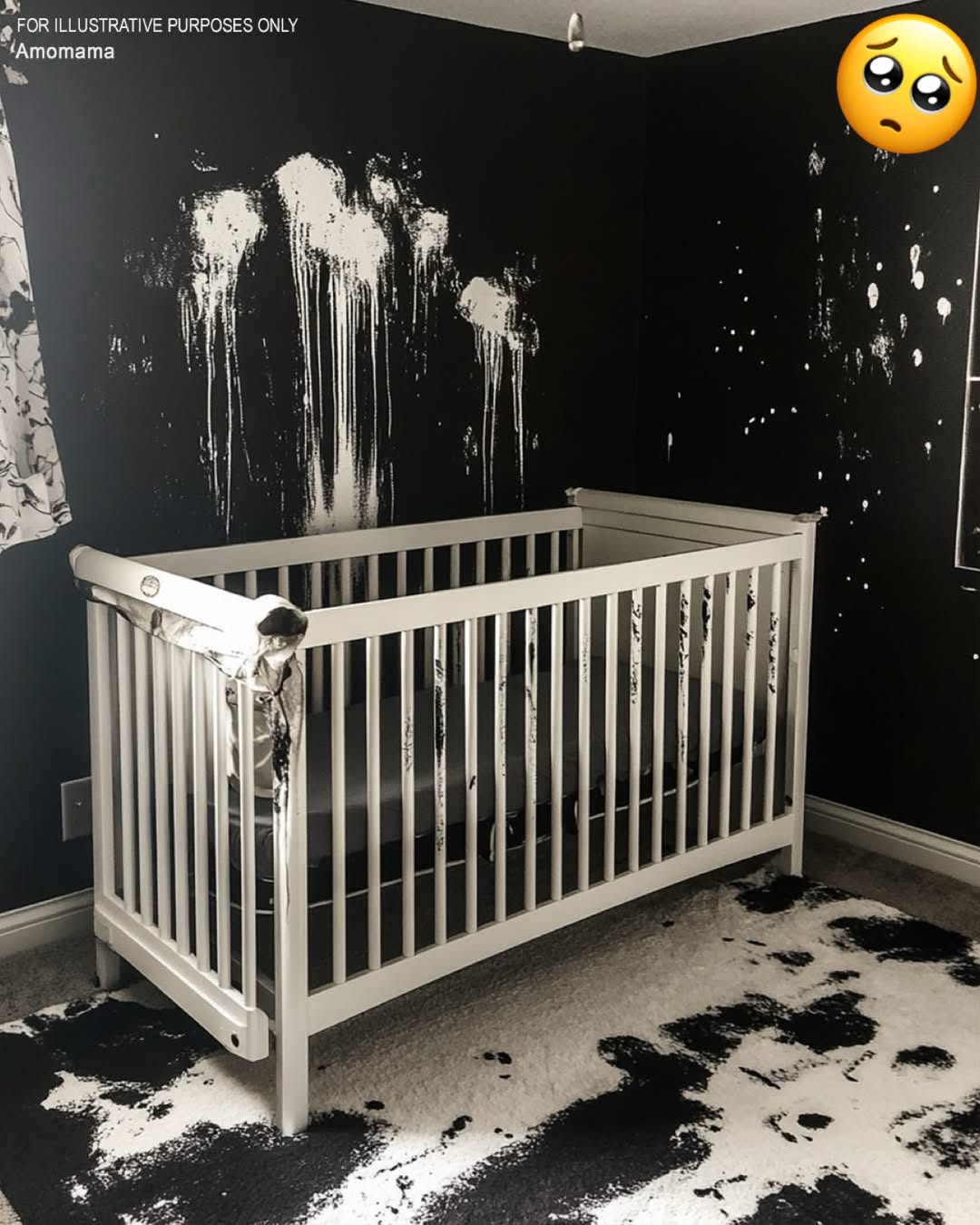 I came home after giving birth to discover my baby’s room completely destroyed and painted black