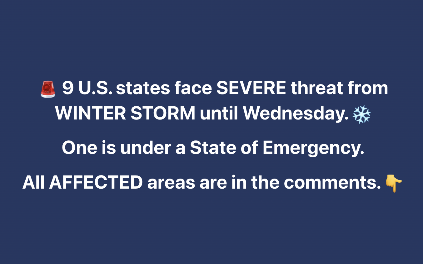 9 US States Under Threat from Severe Winter Storm – Weather Forecast Through Wednesday