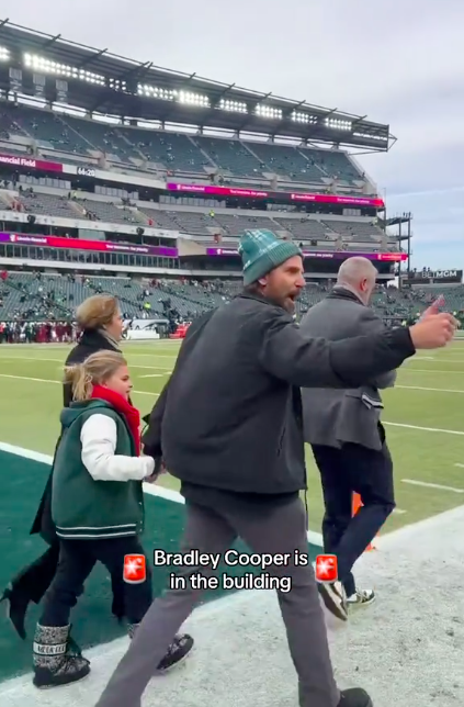 Bradley Cooper arriving at the NFC Championship game with his daughter Lea De Seine Shayk Cooper, posted on January 27, 2025. | Source: TikTok/@philadelphiaeagles