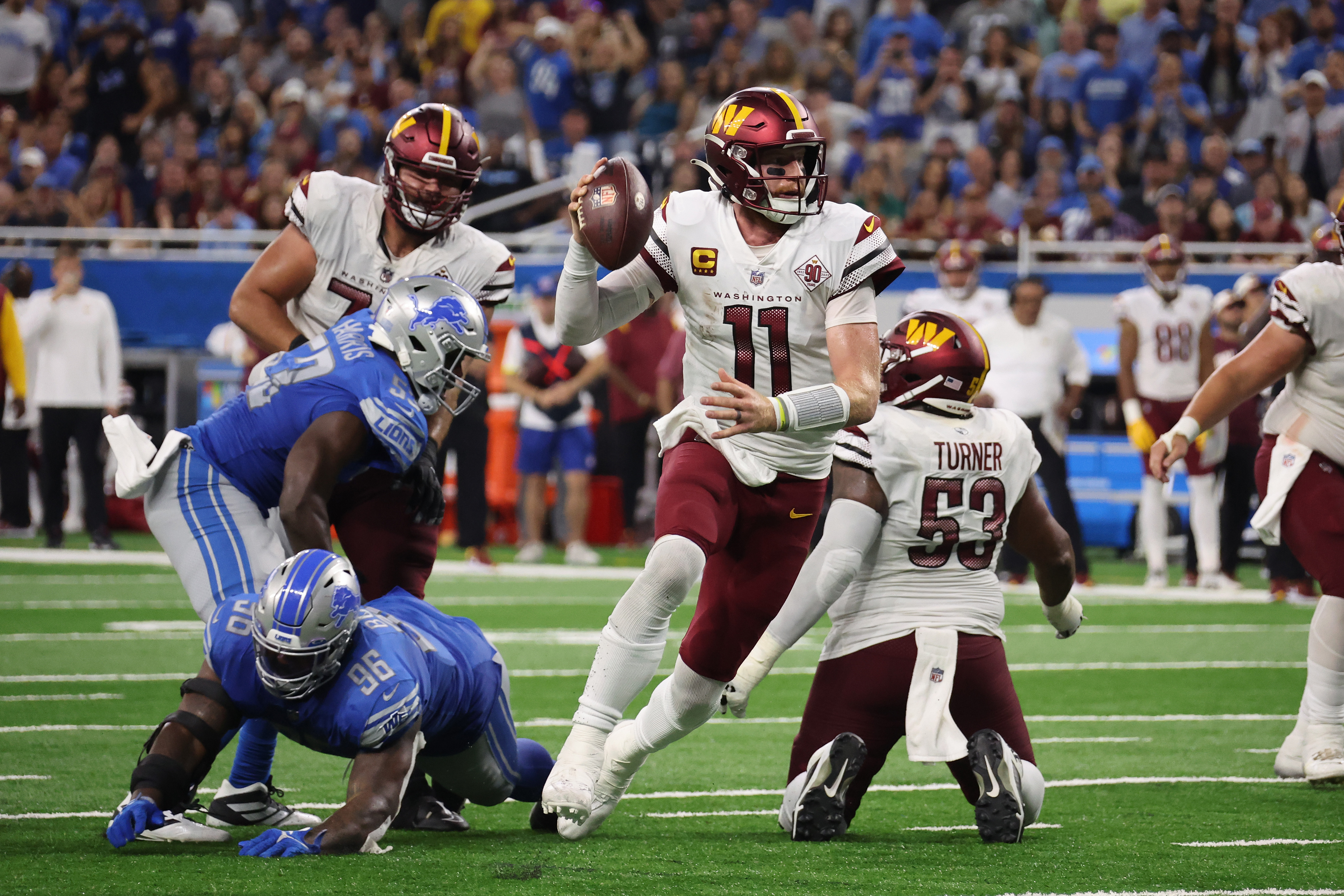 Washington Commanders square off against the Detroit Lions | Source: Getty Images