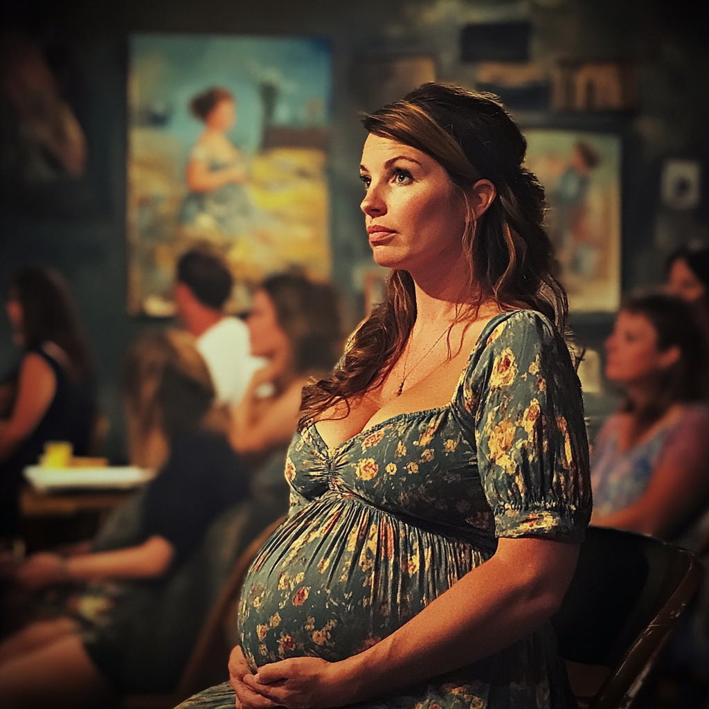 Pregnant woman in a painting class | Source: Midjourney