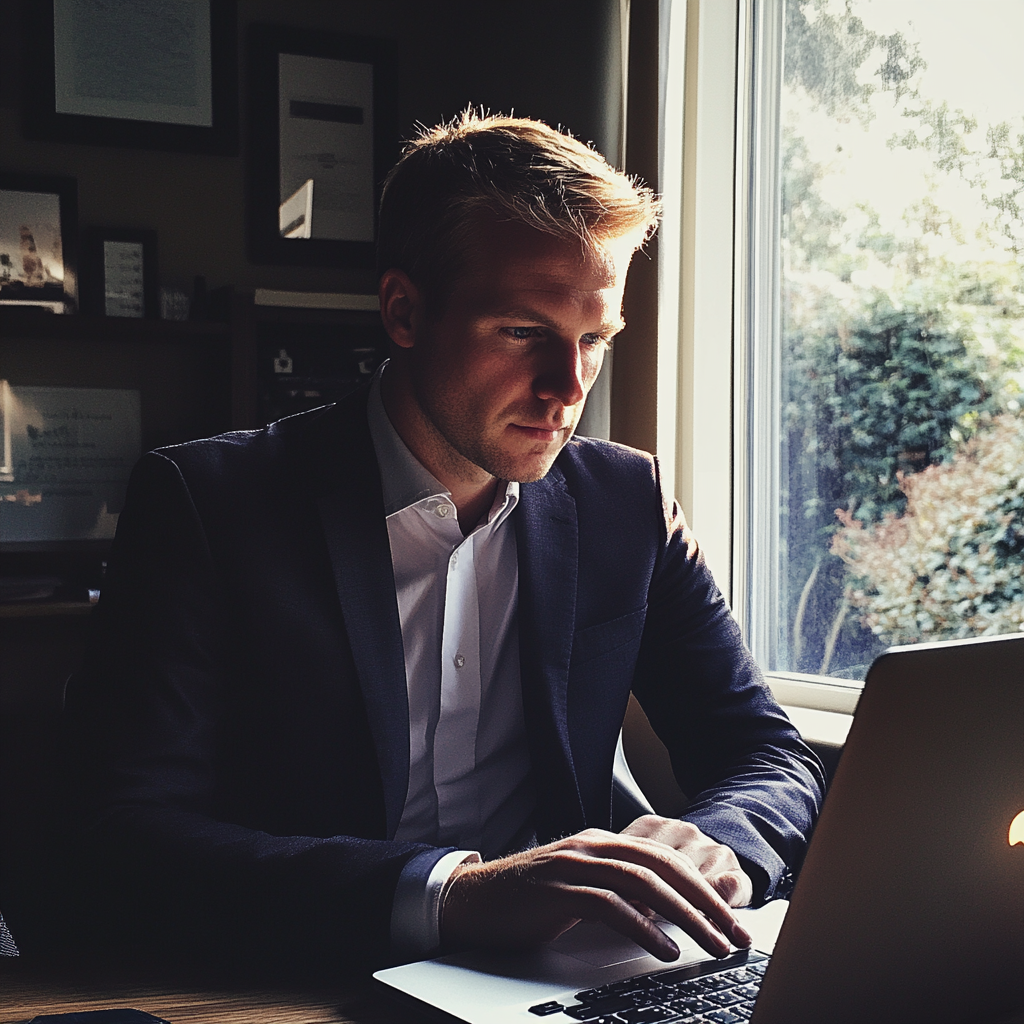 A man sitting at his desk | Source: Midjourney