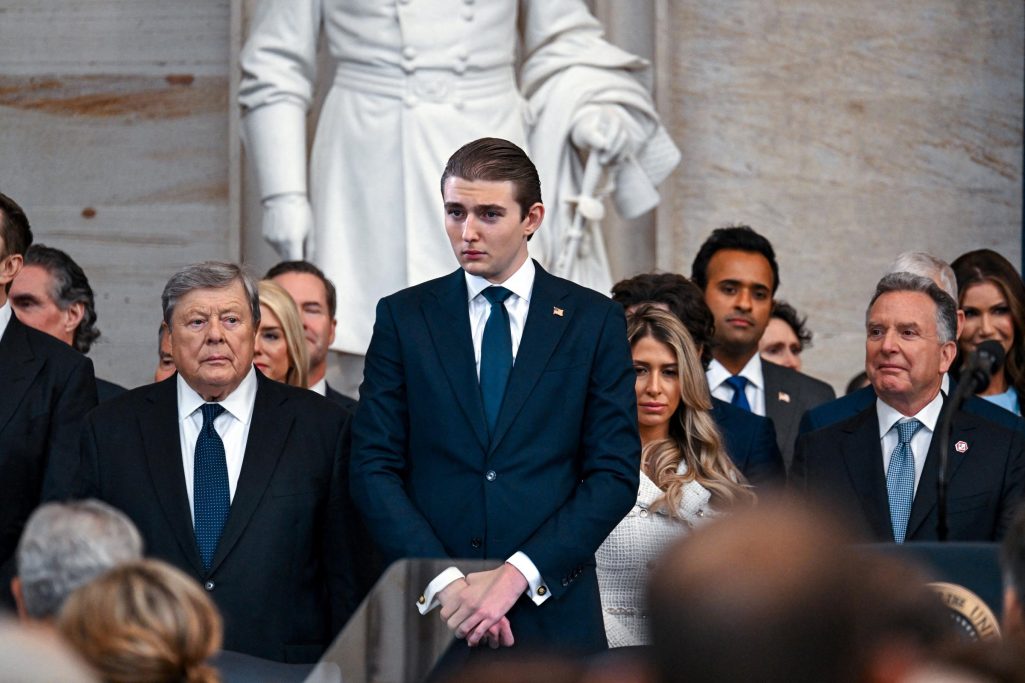 Barron Trump and his grandfather Viktor Knavs arrive for Donald Trump's presidential inauguration in Washington, DC, on January 20, 2025 | Source: Getty Images